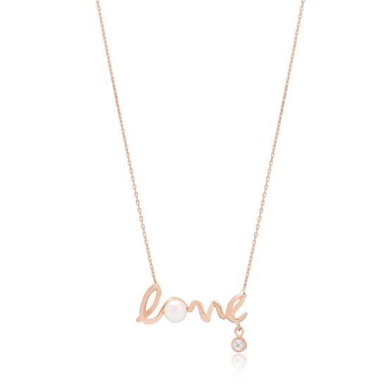 Love Letter Pearl And CZ Mix Sterling Silver Necklace