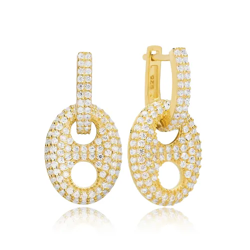 Handcrafted CZ Oval 925 Sterling Silver Earrings