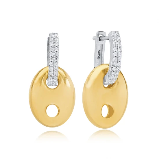 Chic Oval CZ Mix Plated 925 Sterling Silver Earrings Chic Oval CZ Mix Plated 925 Sterling Silver Earrings