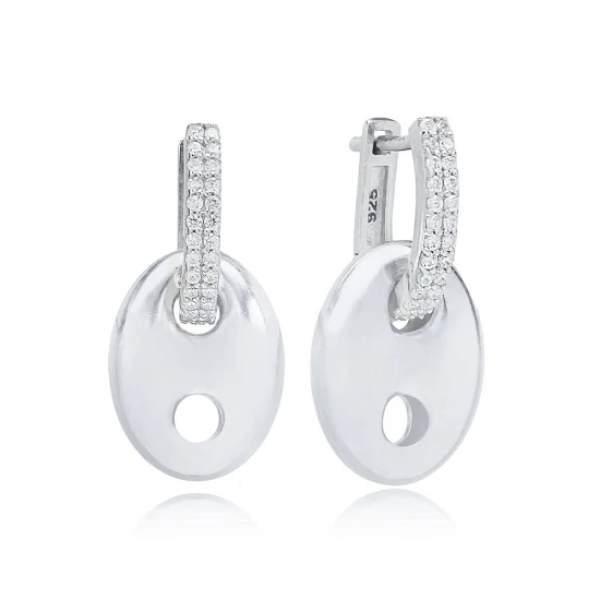 Chic Oval CZ Mix Plated 925 Sterling Silver Earrings Chic Oval CZ Mix Plated 925 Sterling Silver Earrings