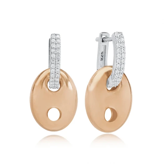 Chic Oval CZ Mix Plated 925 Sterling Silver Earrings Chic Oval CZ Mix Plated 925 Sterling Silver Earrings
