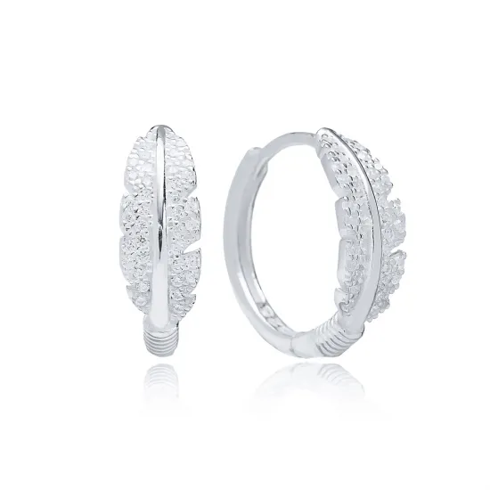 19mm Sized Leaf CZ 925 Sterling Silver Earrings