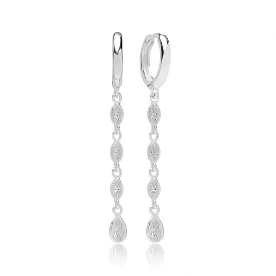 Clear Long Pear Bezel CZ 925 Sterling Silver Earrings Clear Long Pear Bezel CZ 925 Sterling Silver Earrings