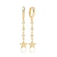 Gold Star CZ Dangle 925 Sterling Silver Earrings
