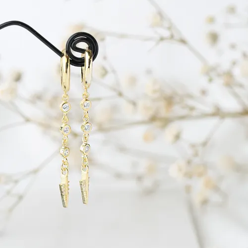Arrow CZ Dangle 925 Sterling Silver Earrings