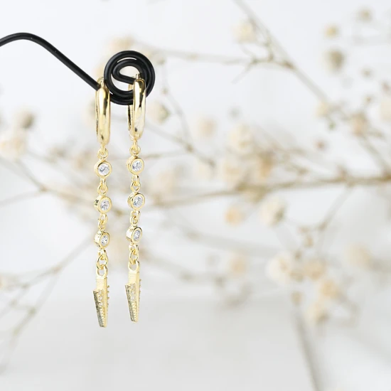 Arrow CZ Dangle 925 Sterling Silver Earrings