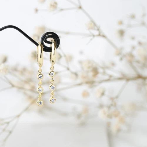 Minimalist Round CZ Dangle 925 Sterling Silver Earrings