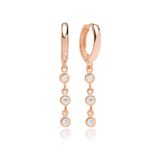 Minimalist Round CZ Dangle 925 Sterling Silver Earrings