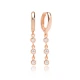Minimalist Round CZ Dangle 925 Sterling Silver Earrings