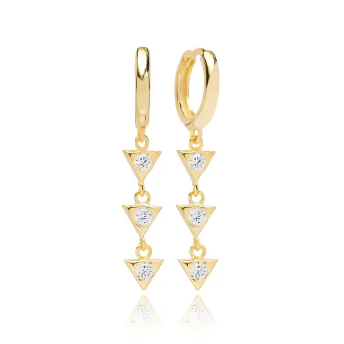 Lovely Triangle Dangle 925 Sterling Silver Earrings