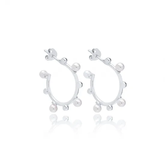 Mini Push Back Pearl 925 Sterling Silver Earrings