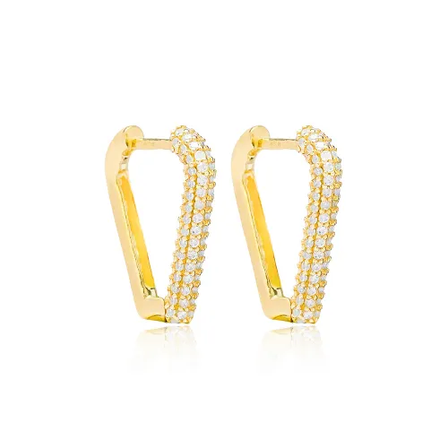 Nice Triangle Shape Zircon Earrings Wholesale Turkish Handmade 925 Sterling Silver Jewelry