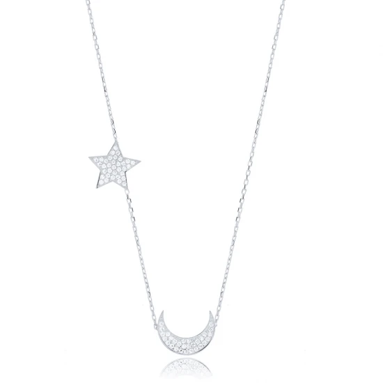 Crescent And Star 925 Sterling Silver Pendant