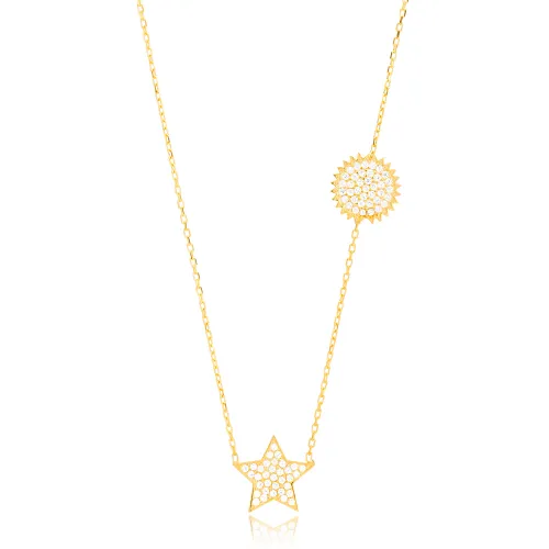 Shiny Star And Sun 925 Sterling Silver Pendant