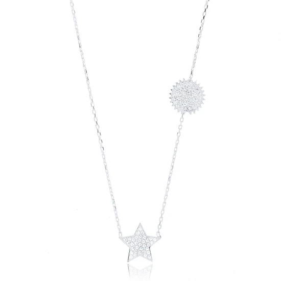 Shiny Star And Sun 925 Sterling Silver Pendant