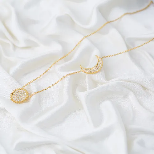 Sun And Crescent Moon 925 Sterling Silver Pendant
