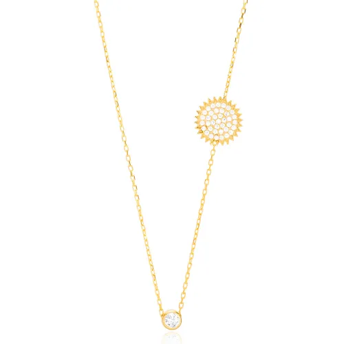 Bright Sun And Mini CZ 925 Sterling Silver Pendant