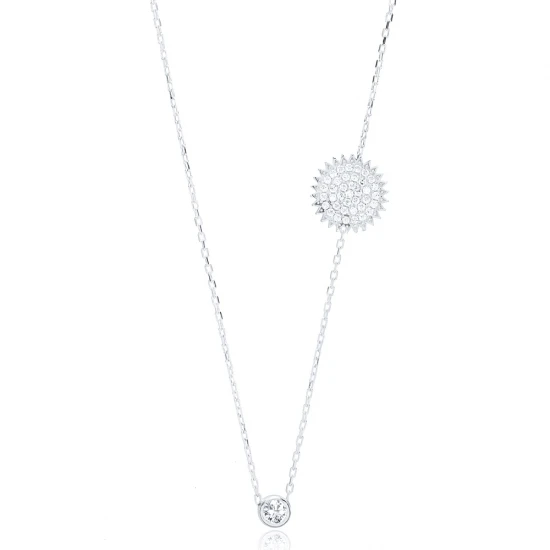 Bright Sun And Mini CZ 925 Sterling Silver Pendant