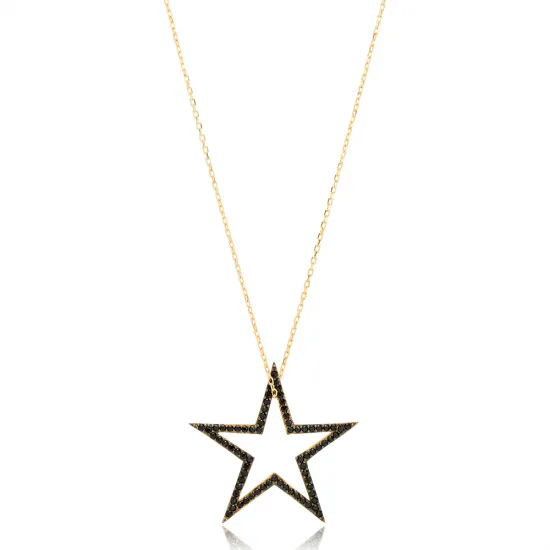 Black Star CZ 925 Sterling Silver Pendant