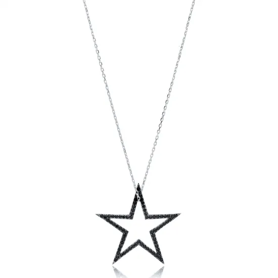 Black Star CZ 925 Sterling Silver Pendant