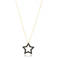 Elegant Star Black Zircon Stone Charm Pendant Turkish Wholesale Handcrafted 925 Sterling Silver Jewelry