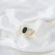 Little Finger Adjustable Oval Black CZ 925 Silver Ring