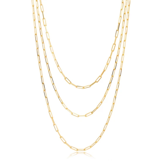 Link Chain Layered 925 Sterling Silver Necklace | 925 Sterling Silver Wholesale | Sade Silver Link Chain Layered 925 Sterling Silver Necklace - Sade 925 Silver Jewelry