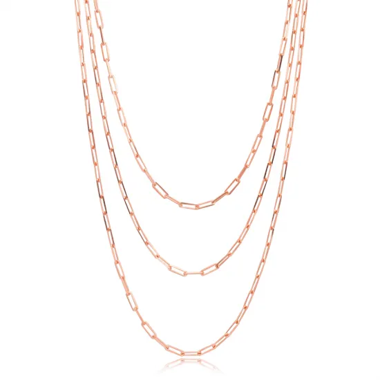 Link Chain Layered 925 Sterling Silver Necklace | 925 Sterling Silver Wholesale | Sade Silver Link Chain Layered 925 Sterling Silver Necklace - Sade 925 Silver Jewelry
