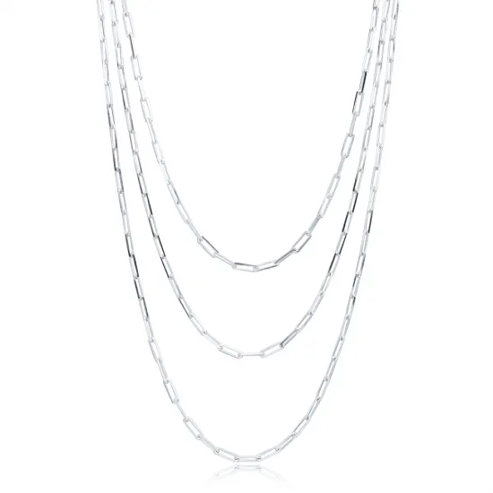Link Chain Layered 925 Sterling Silver Necklace | 925 Sterling Silver Wholesale | Sade Silver Link Chain Layered 925 Sterling Silver Necklace - Sade 925 Silver Jewelry