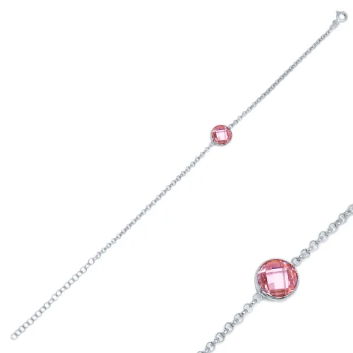 Pink Quartz Thin 925 Sterling Silver Bracelet