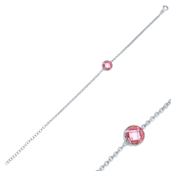 Pink Quartz Thin 925 Sterling Silver Bracelet
