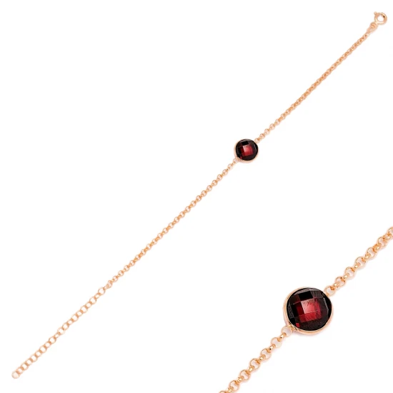 Dark Garnet Thin 925 Sterling Silver Bracelet Dark Garnet Thin 925 Sterling Silver Bracelet