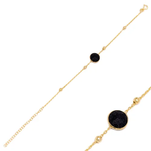 Glitter Onyx Thin 925 Sterling Silver Bracelet