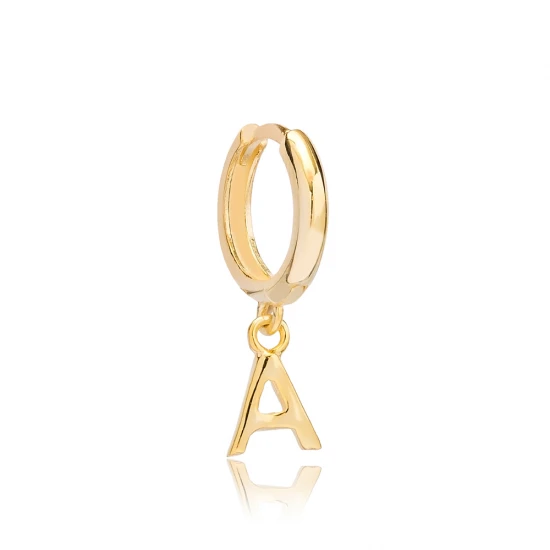 Letter A 12mm 925 Sterling Silver Single Hoop Earring Letter A 12mm 925 Sterling Silver Single Hoop Earring