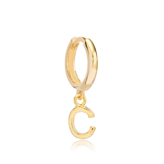 Letter A 12mm 925 Sterling Silver Single Hoop Earring Letter A 12mm 925 Sterling Silver Single Hoop Earring