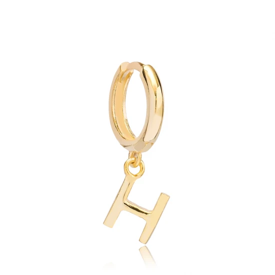 Letter A 12mm 925 Sterling Silver Single Hoop Earring Letter A 12mm 925 Sterling Silver Single Hoop Earring