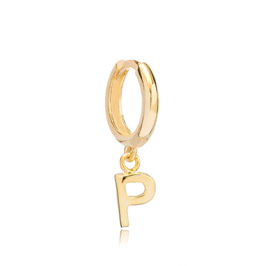 Letter A 12mm 925 Sterling Silver Single Hoop Earring Letter A 12mm 925 Sterling Silver Single Hoop Earring