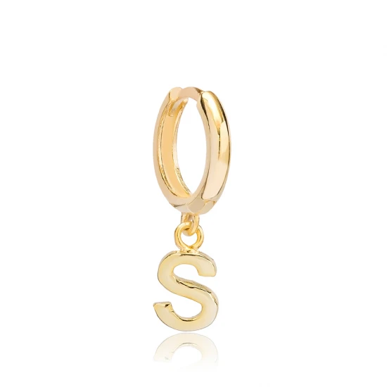 Letter A 12mm 925 Sterling Silver Single Hoop Earring Letter A 12mm 925 Sterling Silver Single Hoop Earring