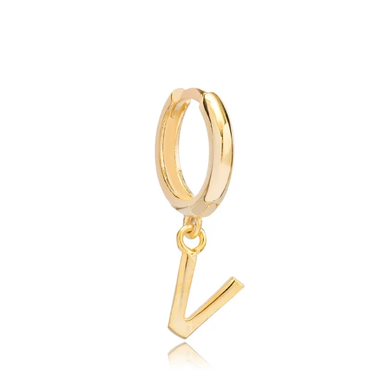 Letter A 12mm 925 Sterling Silver Single Hoop Earring Letter A 12mm 925 Sterling Silver Single Hoop Earring