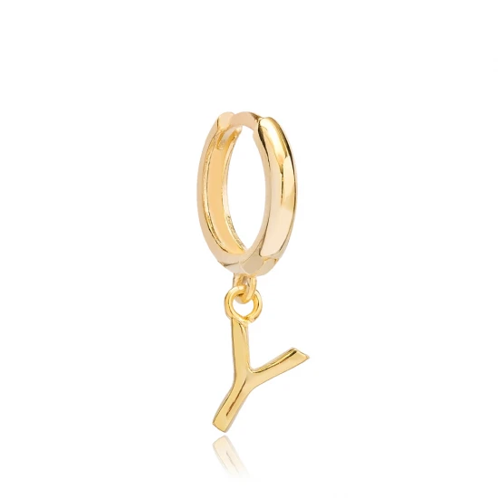 Letter A 12mm 925 Sterling Silver Single Hoop Earring Letter A 12mm 925 Sterling Silver Single Hoop Earring