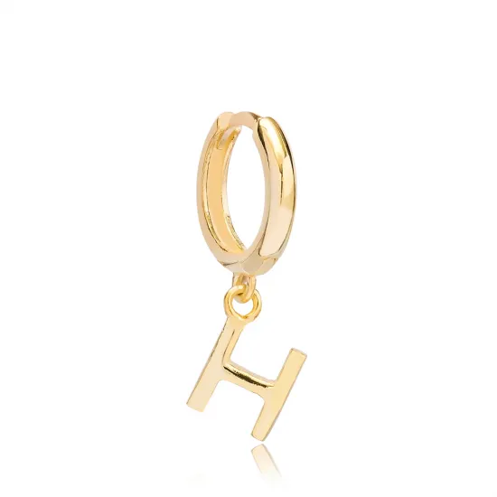 Letter B 12mm 925 Sterling Silver Single Hoop Earring
