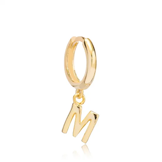 Letter B 12mm 925 Sterling Silver Single Hoop Earring