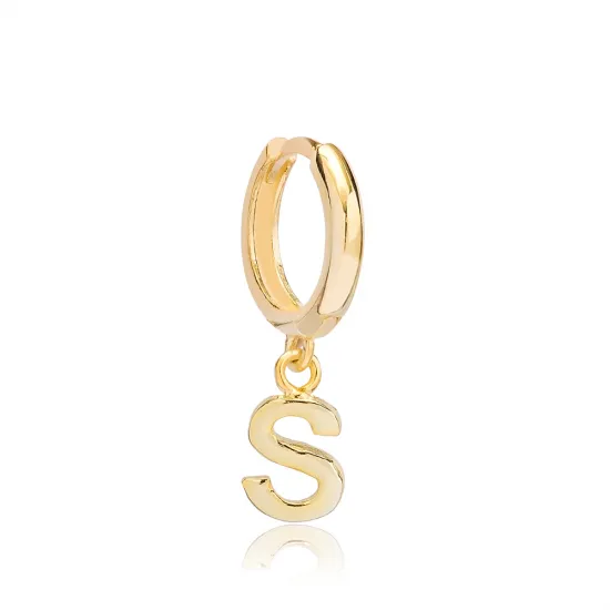 Letter B 12mm 925 Sterling Silver Single Hoop Earring