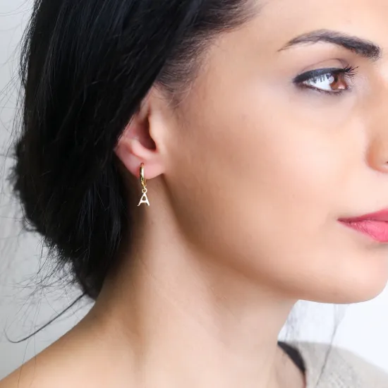 Letter C 12mm 925 Sterling Silver Single Hoop Earring