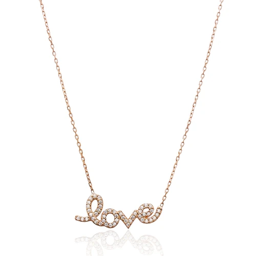 CZ Letter Love Pave 925 Sterling Silver Necklace