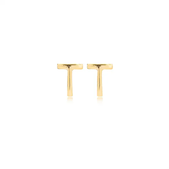 Minimalistic Initial Alphabet Letter R Silver Earrings Minimalistic Initial Alphabet Letter R Silver Earrings