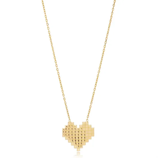 Pixel Heart Shape 925 Sterling Silver Pendant Pixel Heart Shape 925 Sterling Silver Pendant