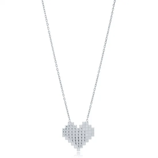 Pixel Heart Shape 925 Sterling Silver Pendant Pixel Heart Shape 925 Sterling Silver Pendant