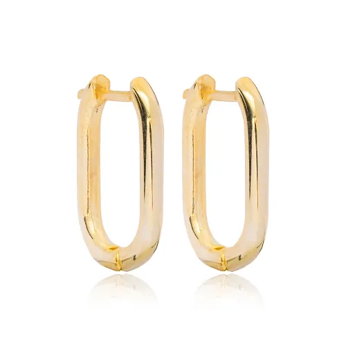 Silver Elegant Oval Hoop Earrings Wholesale Turkish Handmade 925 Sterling Silver Jewelry