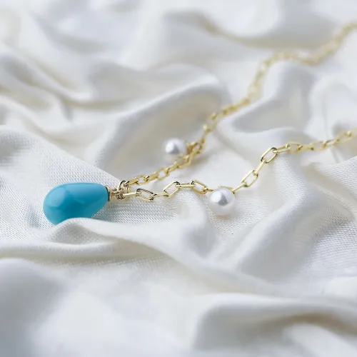 Stylish Drop Shape Turquoise Charm Pendant Wholesale 925 Sterling Silver Jewelry